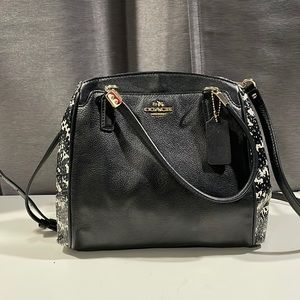 Coach Minetta Crossbody Tote Black White Python